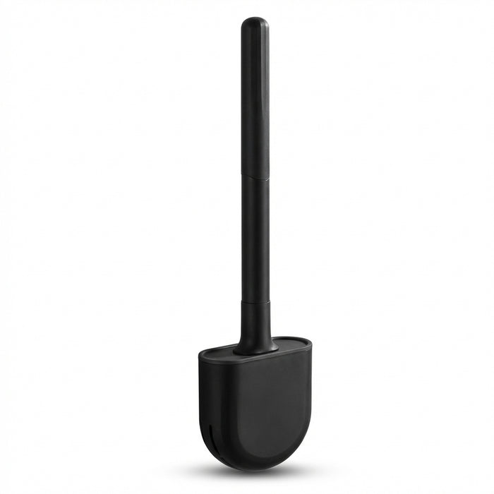 Wall-Mounted Silicone Toilet Brush Set — Easy Install, Long Handle with Portable Holder