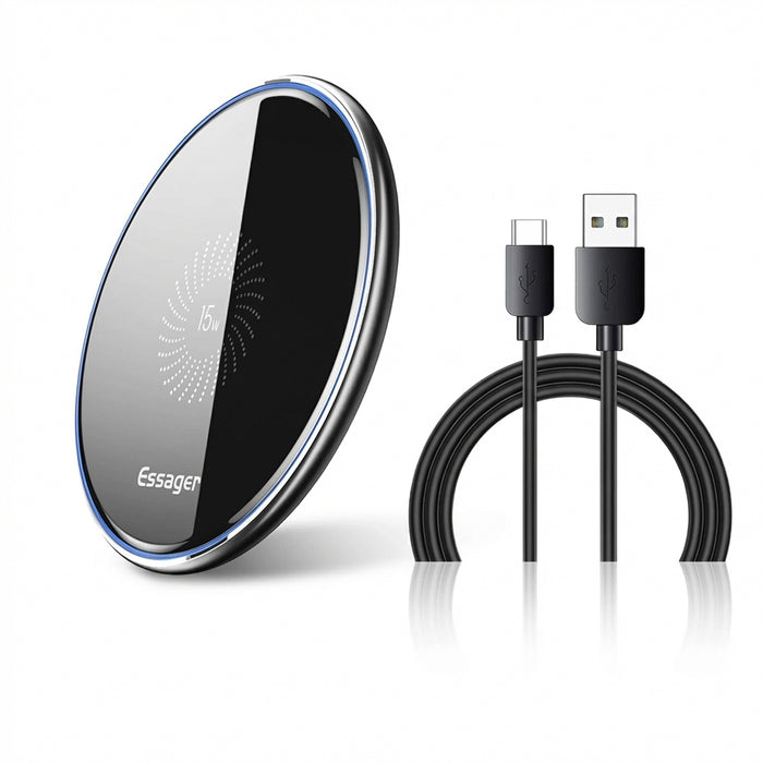 15W Qi Wireless Charging Pad — Fast Charger for iPhone, Samsung & AirPods