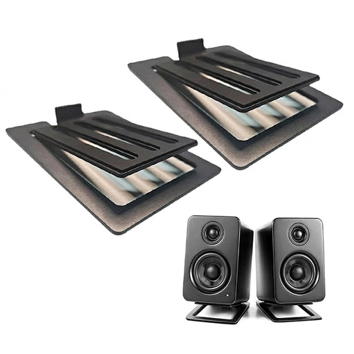 Pair of Desktop Speaker Stands — 16° Tilt, Aluminium Alloy, Anti‑Vibration Pads