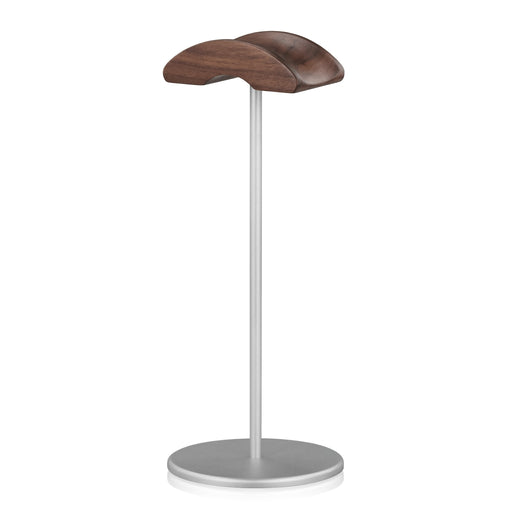 Black Walnut Wood and Aluminium Headphone Stand — Solid Metal Base Desk Headset Holder