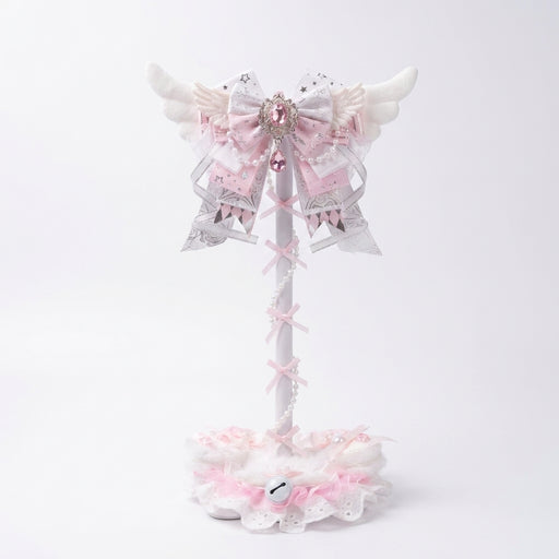Pink Lace Angel Wings Headphone Stand — Kawaii Gaming Headset Holder