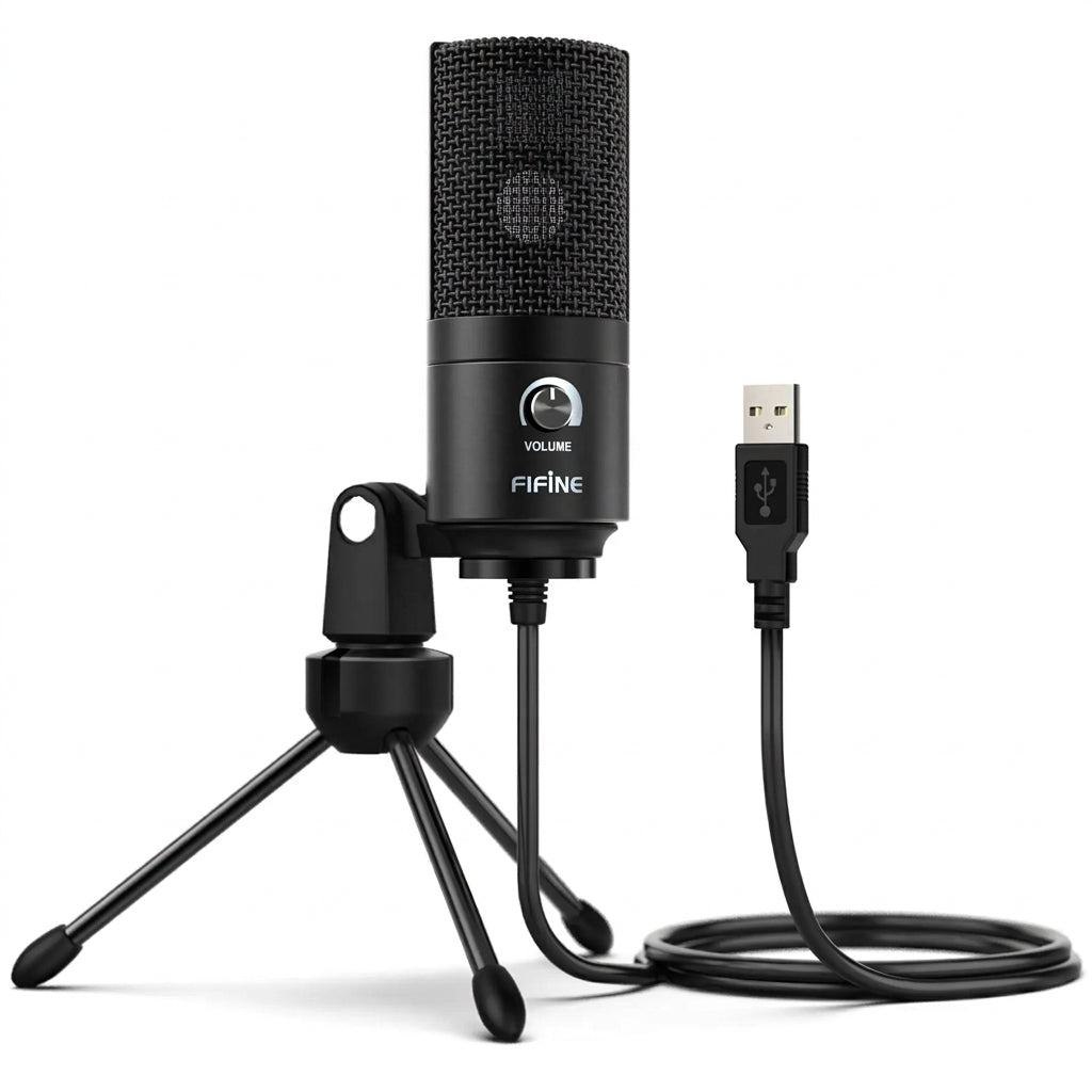 USB Condenser Microphone K669B — Metal Body, Cardioid, Gain Knob, USB ...