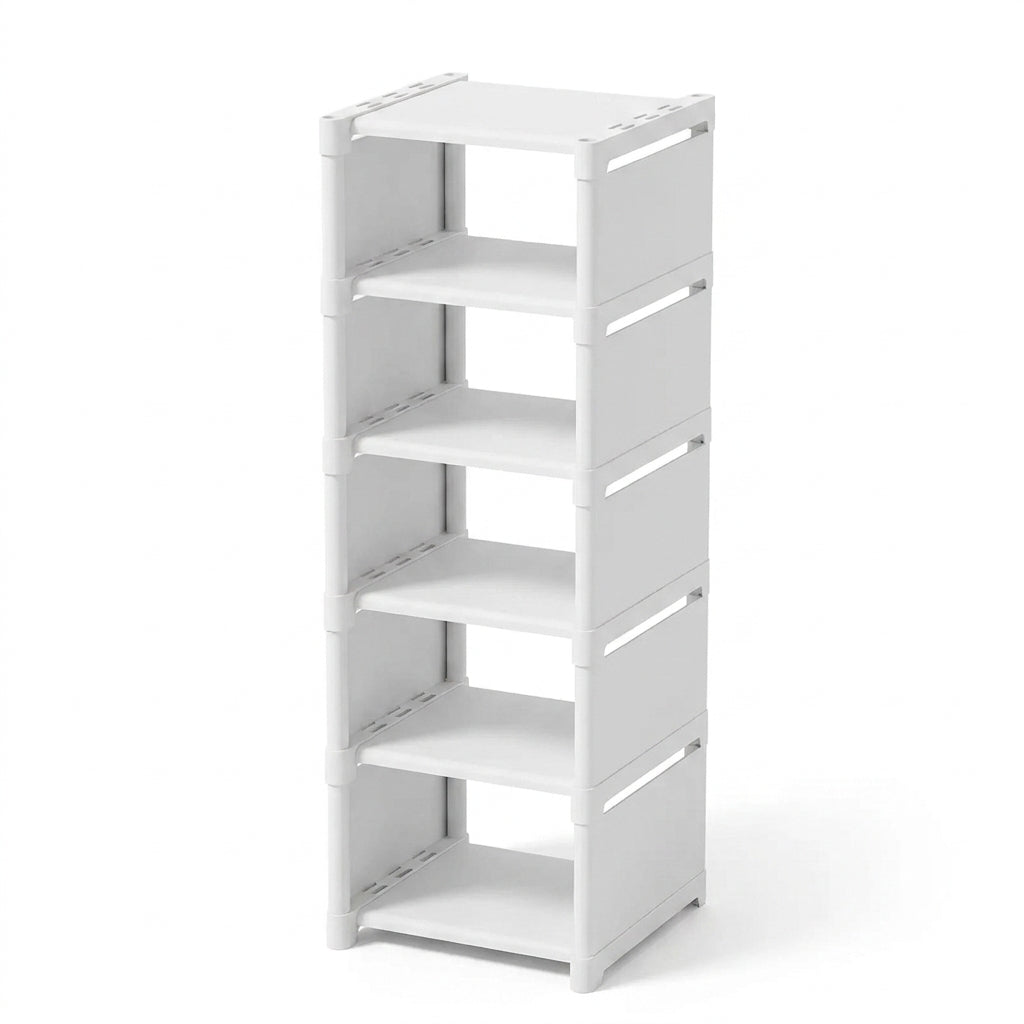 6/8-Tier Shoe Organiser — Metal Frame with Fabric Shelves, Space-Saving Rack