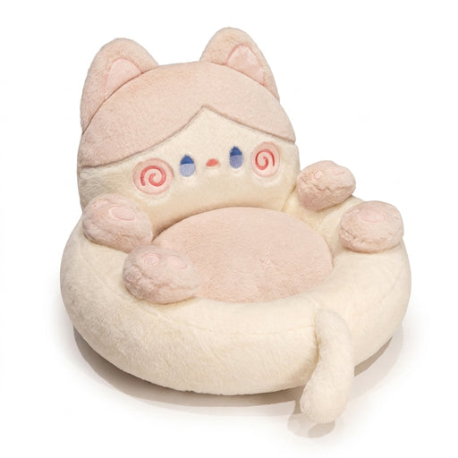 Tatami Floor Cushion with Backrest — 50×50cm Faux Rabbit Fur Lazy Seat (Grey/Pink)