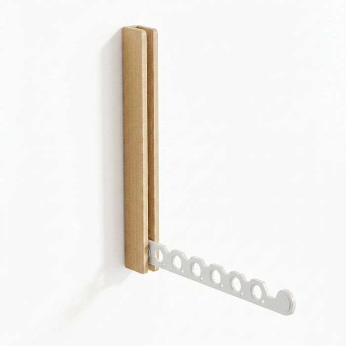 Wood Wall-Mounted Clothes Hanger — Foldable, Space-Saving Drying Rack
