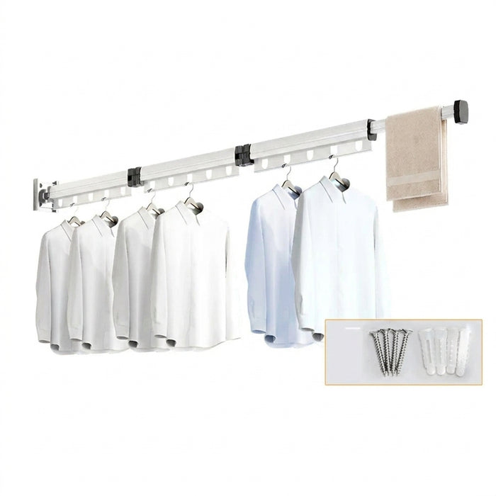Foldaway Wall-mounted Clothes Dryer — White Aluminium Alloy, Retractable