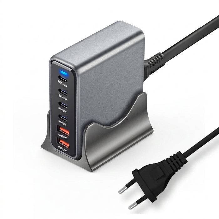470W 6‑Port GaN Desktop Charger — 4C+2A USB‑C PD Fast Charge for Phones, Tablets & Laptops