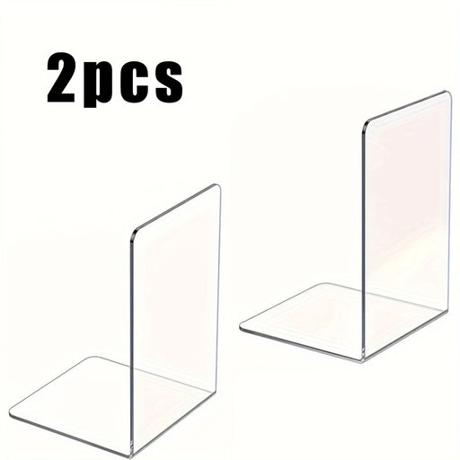 Transparent Acrylic L-Shaped Bookends — Clear Desk and Shelf Organisers
