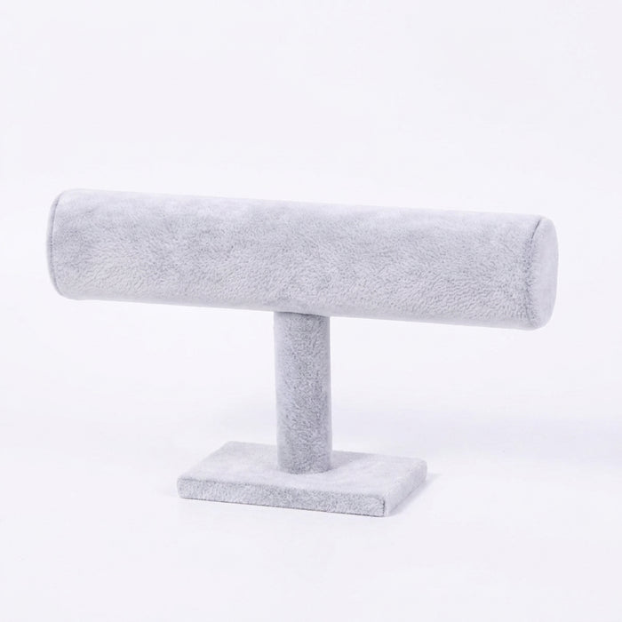 T-shaped Jewellery & Watch Display Stand — Velvet Bracelet Holder (Black/Grey)