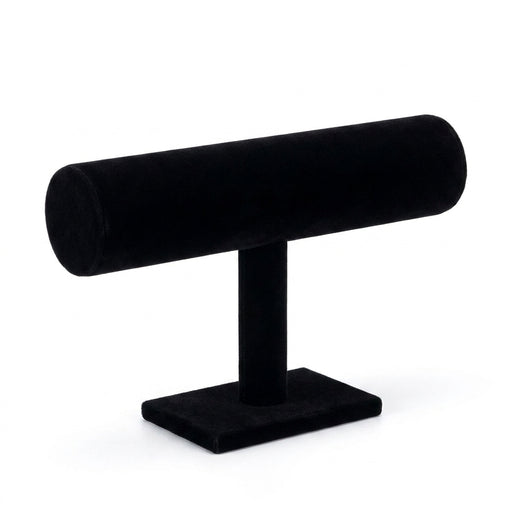 T-shaped Jewellery & Watch Display Stand — Velvet Bracelet Holder (Black/Grey)