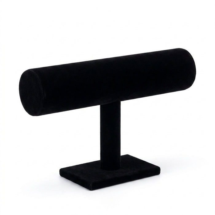 T-shaped Jewellery & Watch Display Stand — Velvet Bracelet Holder (Black/Grey)