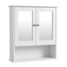 Double‑Door Wall‑Mounted Mirror Cabinet with Open Shelves, 56 x 13 x 58cm, White
