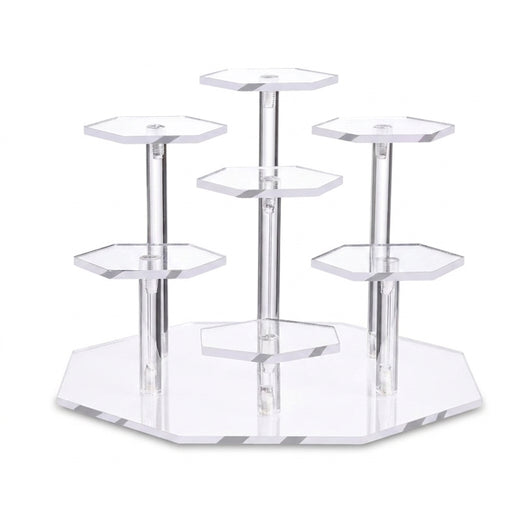 Hexagonal Acrylic Display Stand – Multi-Tier Storage for Jewellery, Cosmetics & Collectibles