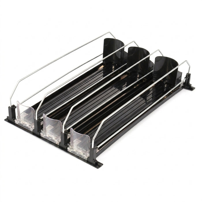 Fridge Drink Organiser — Self‑Sliding Can Dispenser with Locking Design, 3 Rows, Adjustable Width