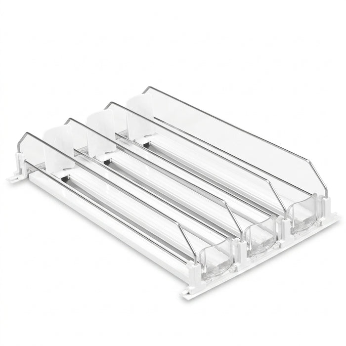 Fridge Drink Organiser — Self‑Sliding Can Dispenser with Locking Design, 3 Rows, Adjustable Width