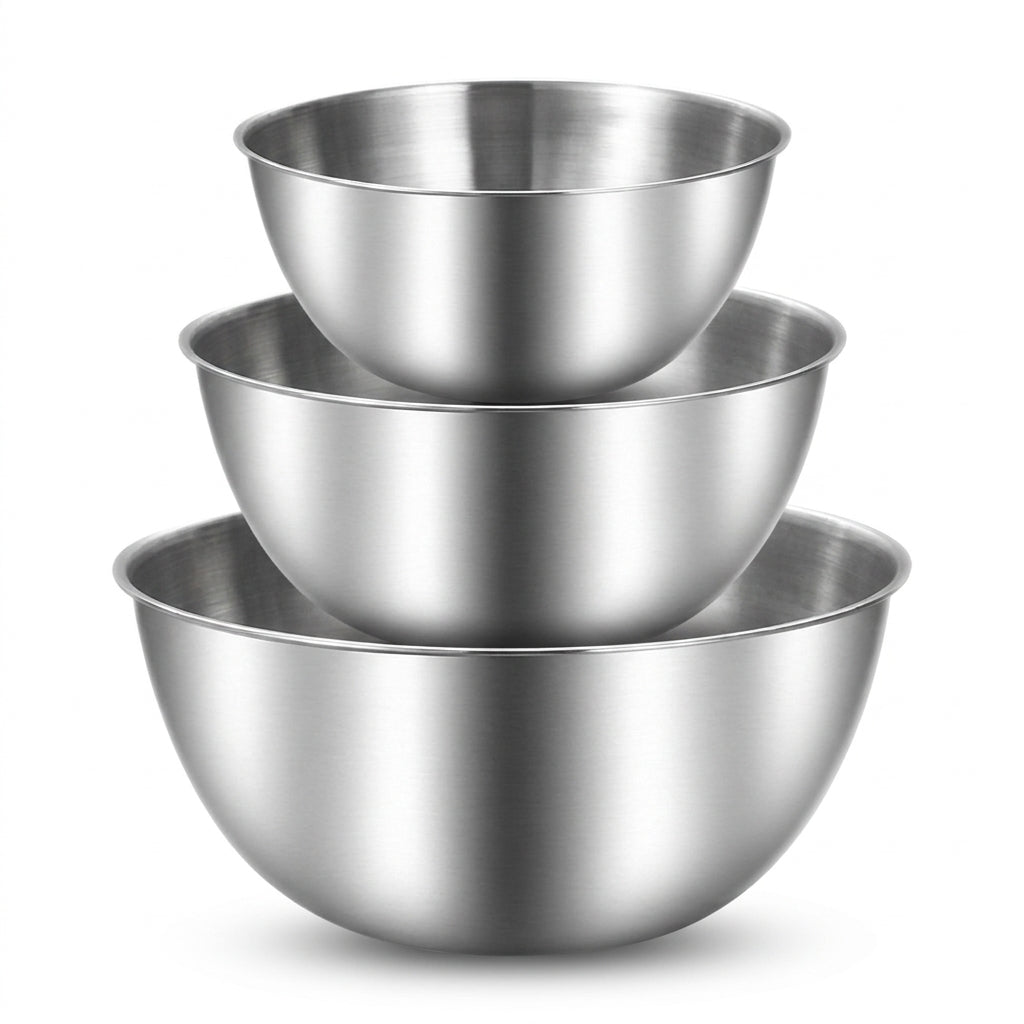 3-piece Stainless Steel Mixing Bowl Set with Measurement Marks