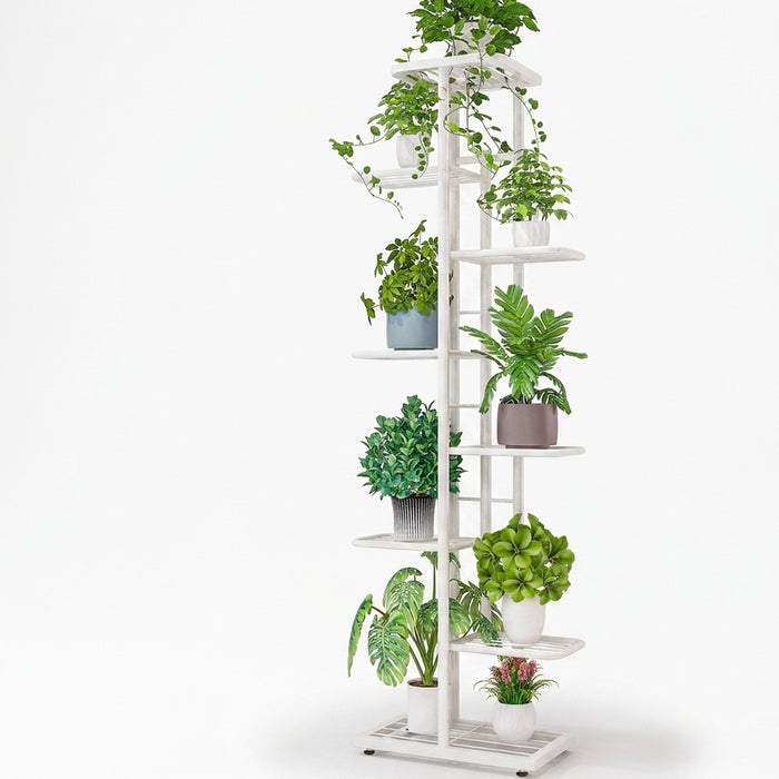 Metal Plant Stand — 4/6/8-Tier Flower Pot Rack, White or Dark Grey