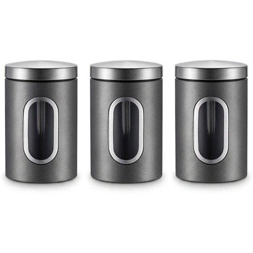 3‑Pack Stainless Steel Food Storage Jars with Viewing Window — Kitchen Sealed Jars