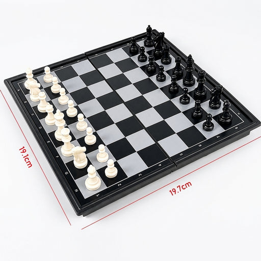 3-in-1 Folding Magnetic Chess, Checkers & Backgammon – 19.1 x 19.7cm Travel Set