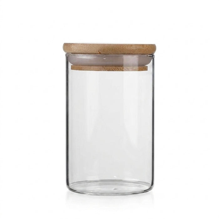 Glass Food Storage Jar with Wood Lid — Airtight Kitchen Storage (250/400/520/1000ml)