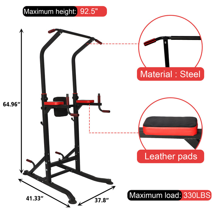 Ultimate Power Tower: Your Multi-Functional Workout Companion – Pull Up Bar, Dip Station, Push Up Stand – Fully Adjustable Height and Built for Heavy Duty Strength Training